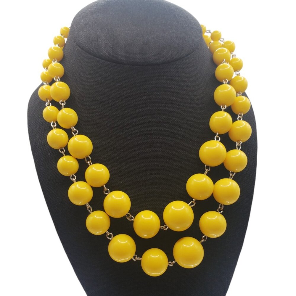 Retro Sunshiny Yellow Bubble Gum Graduated Beaded Chocker - Picture 3 of 11